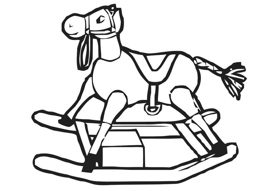 Coloriage cheval A  bascule